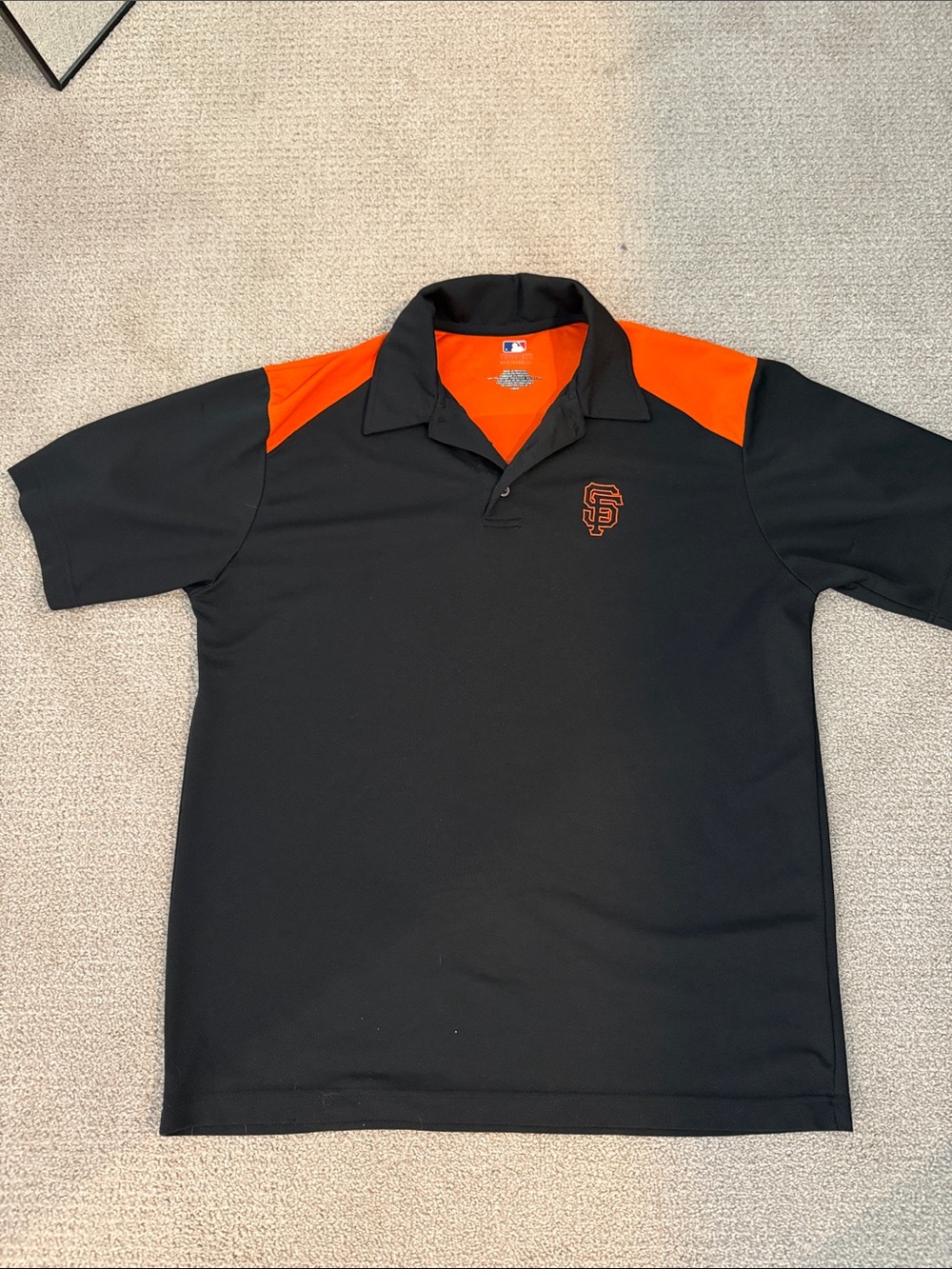 Genuine Merchandise Black Polo with Orange Shoulder Panels and SF Logo